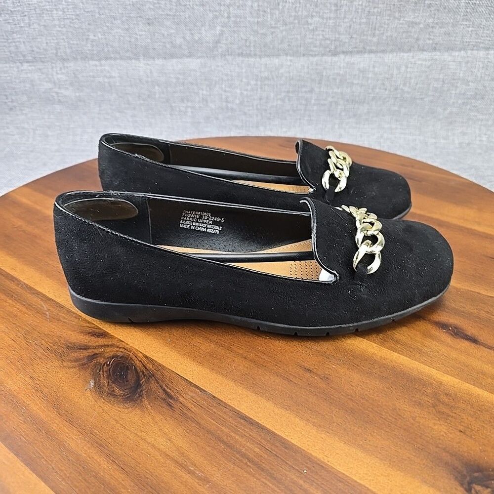 Comfortview Women's Size 7.5WW Thayer Slip On Flat With Gold Chain Accent